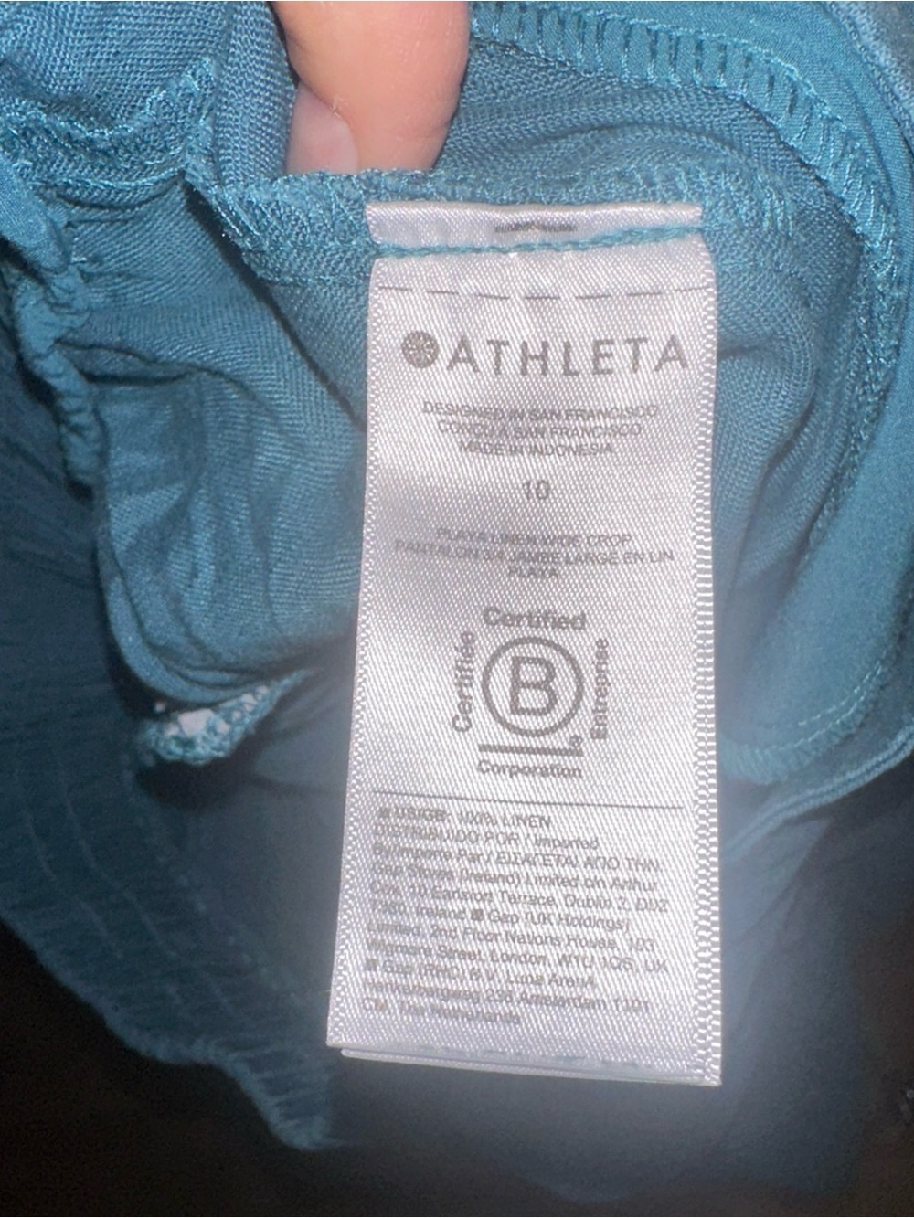 Athleta Playa Linen Wide Leg Crop Pants Womens 10 Teal Pleated High Rise 798591 - Picture 11 of 12